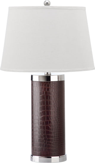 Safavieh Leather 25-Inch H Column Table Lamp Brown Mirror 