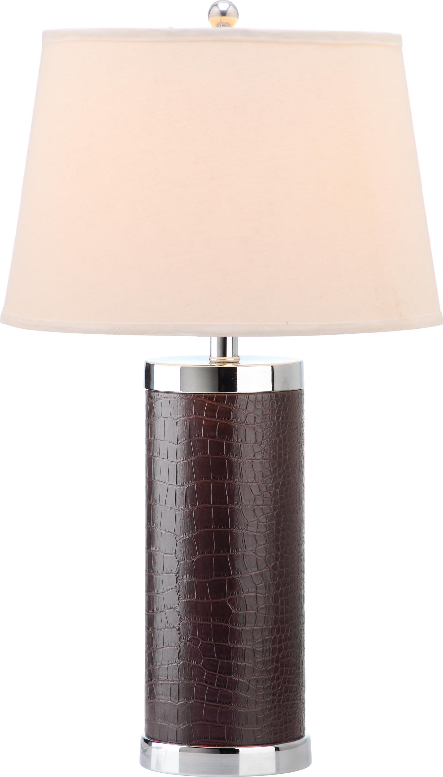 Safavieh Leather 25-Inch H Column Table Lamp Brown Mirror main image