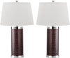 Safavieh Leather 25-Inch H Column Table Lamp Brown Mirror 