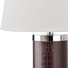 Safavieh Leather 25-Inch H Column Table Lamp Brown Mirror 