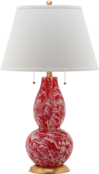 Safavieh Color Swirls 28-Inch H Glass Table Lamp Red/White Mirror 