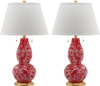 Safavieh Color Swirls 28-Inch H Glass Table Lamp Red/White Mirror 