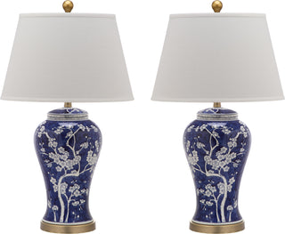 Safavieh Spring 29-Inch H Blossom Table Lamp Navy/White Mirror 