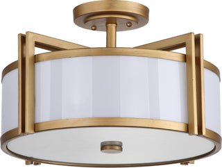 Safavieh Orb 3 Light Antique Gold 17-Inch Dia Semi Flush Lamp Mirror 