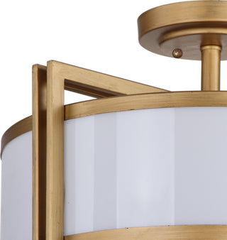 Safavieh Orb 3 Light Antique Gold 17-Inch Dia Semi Flush Lamp Mirror 