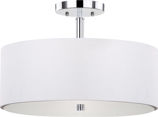 Safavieh Clara 3 Light Chrome 16-Inch Dia Semi Flush Drum Lamp 