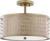 Safavieh Giotta Circle Trellis 3 Light Antique Gold 16-Inch Dia Semi Flush Lamp Mirror 