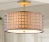 Safavieh Giotta Circle Trellis 3 Light Antique Gold 16-Inch Dia Semi Flush Lamp Mirror 