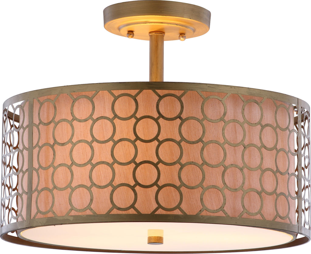 Safavieh Giotta Circle Trellis 3 Light Antique Gold 16-Inch Dia Semi Flush Lamp Mirror main image