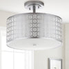 Safavieh Giotta Circle Trellis 3 Light Chrome 16-Inch Dia Semi Flush Lamp Mirror 