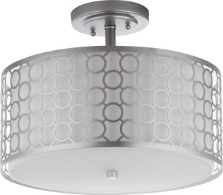 Safavieh Giotta Circle Trellis 3 Light Chrome 16-Inch Dia Semi Flush Lamp Mirror 