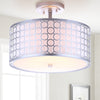 Safavieh Giotta Circle Trellis 3 Light Chrome 16-Inch Dia Semi Flush Lamp Mirror 