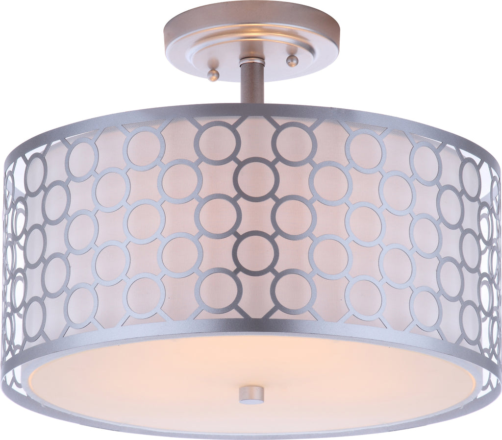 Safavieh Giotta Circle Trellis 3 Light Chrome 16-Inch Dia Semi Flush Lamp Mirror main image