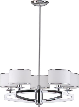 Safavieh Lenora 5 Light Chrome 25 Inch Dia Drum Adjustable Pendant Lamp Mirror 