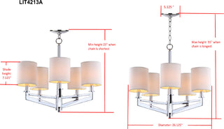 Safavieh Axis 5 Light Chrome 26 Inch Dia Chandelier Lamp Mirror 