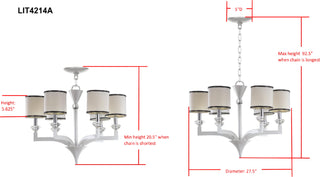 Safavieh Erin 6 Light White 275 Inch Dia Chandelier Pearl Lamp Mirror 