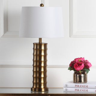 Safavieh Linus 285-Inch H Brass Column Table Lamp Gold Mirror 