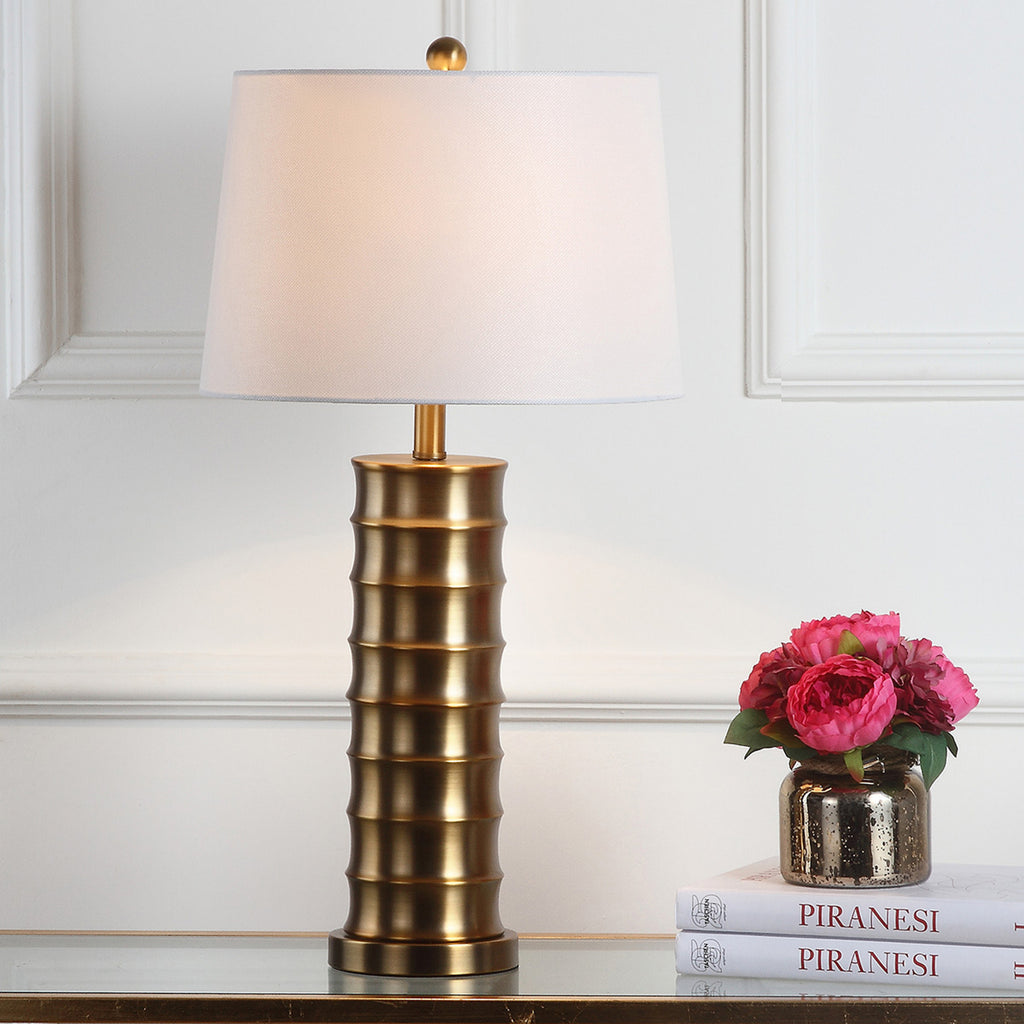 Safavieh Linus 285-Inch H Brass Column Table Lamp Gold Mirror main image