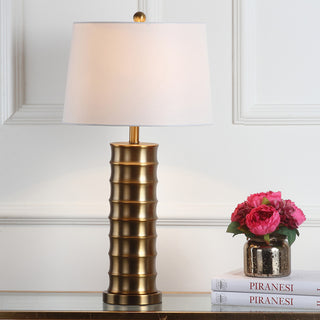 Safavieh Linus 285-Inch H Brass Column Table Lamp Gold Mirror main image