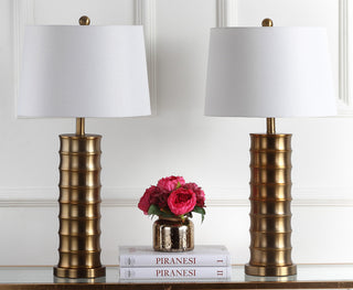 Safavieh Linus 285-Inch H Brass Column Table Lamp Gold Mirror 