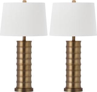 Safavieh Linus 285-Inch H Brass Column Table Lamp Gold Mirror 