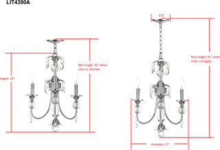 Safavieh Mayfield 17-Inch Dia Adjustable Chandelier Chrome/Clear Lamp Mirror 