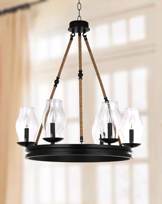 Safavieh Fritz 25-Inch Dia Adjustable Chandelier Black/Brown Lamp  Feature