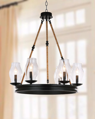 Safavieh Fritz 25-Inch Dia Adjustable Chandelier Black/Brown Lamp Mirror 