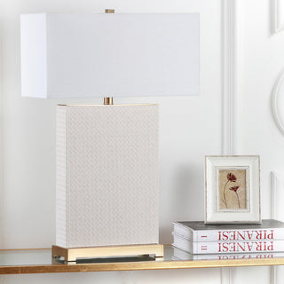 Safavieh Joyce 2775-Inch H Faux Woven Leather Table Lamp Cream  Feature