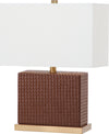 Safavieh Delia 205-Inch H Faux Woven Leather Table Lamp Brown Mirror 