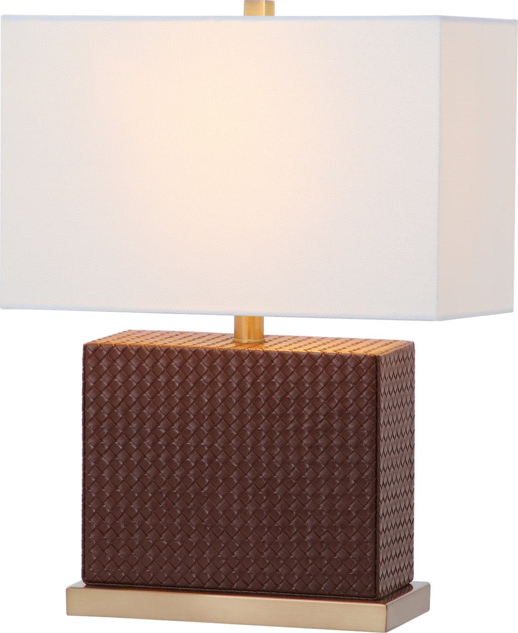 Safavieh Delia 205-Inch H Faux Woven Leather Table Lamp Brown Mirror main image