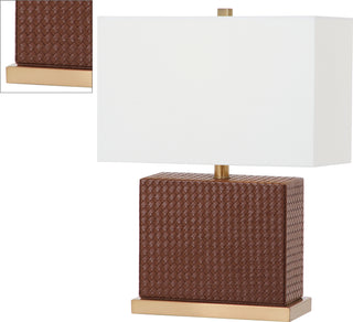 Safavieh Delia 205-Inch H Faux Woven Leather Table Lamp Brown Mirror Main