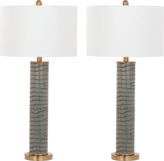 Safavieh Ollie 315-Inch H Faux Alligator Table Lamp Grey Mirror 