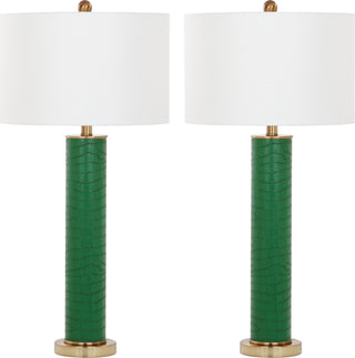 Safavieh Ollie 315-Inch H Faux Alligator Table Lamp Dark Green Mirror 