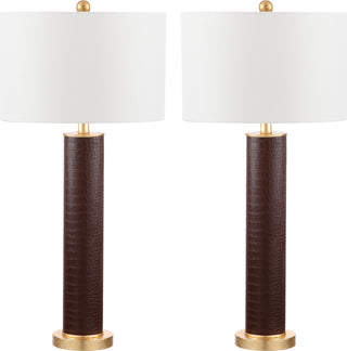 Safavieh Ollie 315-Inch H Faux Alligator Table Lamp Brown Mirror 