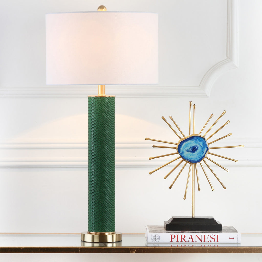 Safavieh Ollie 315-Inch H Faux Snakeskin Table Lamp Dark Green main image