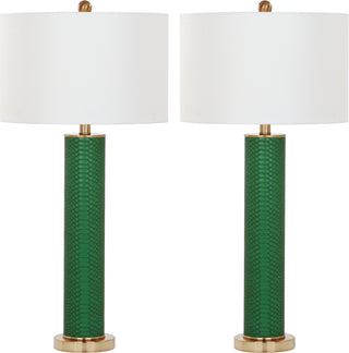 Safavieh Ollie 315-Inch H Faux Snakeskin Table Lamp Dark Green 