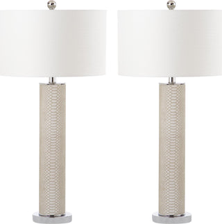 Safavieh Ollie 315-Inch H Faux Snakeskin Table Lamp Cream Mirror 