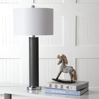 Safavieh Ollie 315-Inch H Faux Woven Leather Table Lamp Grey 