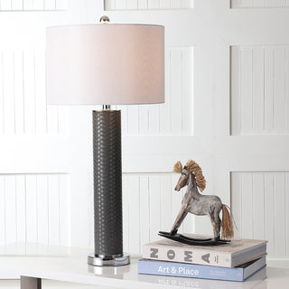 Safavieh Ollie 315-Inch H Faux Woven Leather Table Lamp Grey  Feature