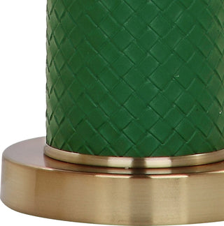 Safavieh Ollie 315-Inch H Faux Woven Leather Table Lamp Dark Green Mirror 