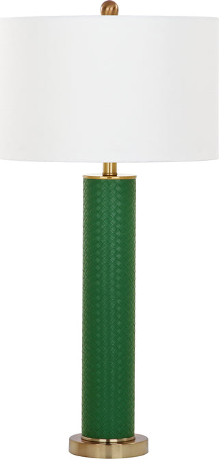 Safavieh Ollie 315-Inch H Faux Woven Leather Table Lamp Dark Green Mirror 