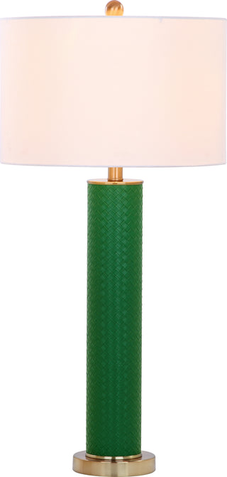 Safavieh Ollie 315-Inch H Faux Woven Leather Table Lamp Dark Green Mirror main image