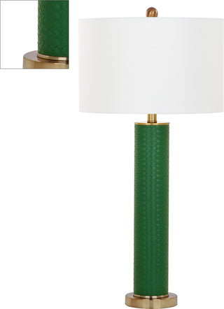 Safavieh Ollie 315-Inch H Faux Woven Leather Table Lamp Dark Green Mirror Main