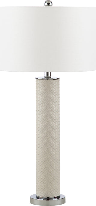 Safavieh Ollie 315-Inch H Faux Woven Leather Table Lamp Cream Mirror 