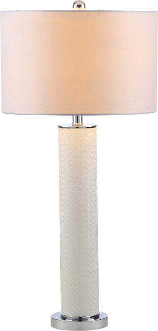 Safavieh Ollie 315-Inch H Faux Woven Leather Table Lamp Cream Mirror main image