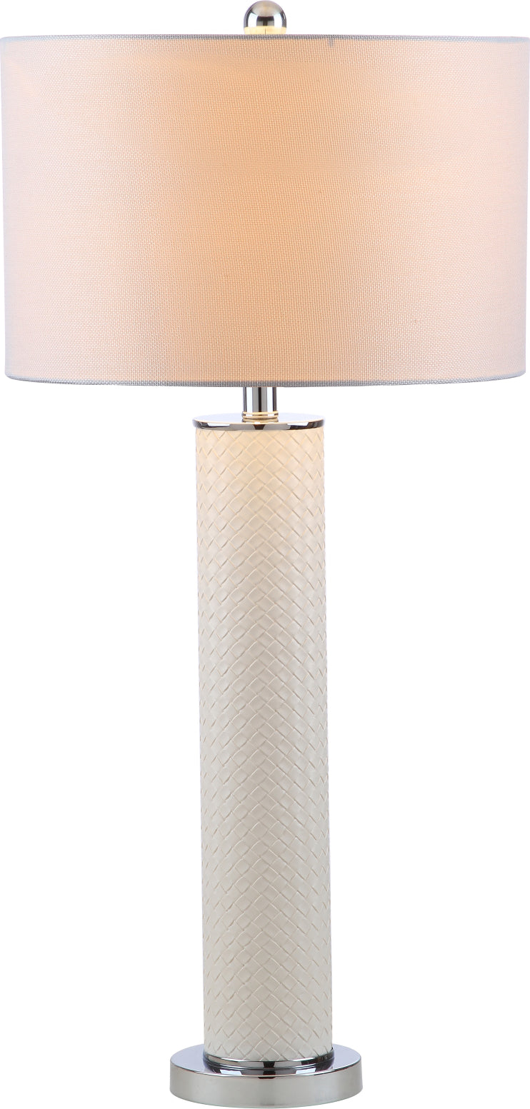 Safavieh Ollie 315-Inch H Faux Woven Leather Table Lamp Cream Mirror main image