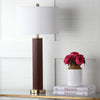Safavieh Ollie 315-Inch H Faux Woven Leather Table Lamp Brown Mirror 