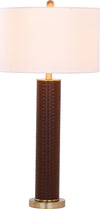 Safavieh Ollie 315-Inch H Faux Woven Leather Table Lamp Brown Mirror main image