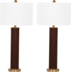 Safavieh Ollie 315-Inch H Faux Woven Leather Table Lamp Brown Mirror 
